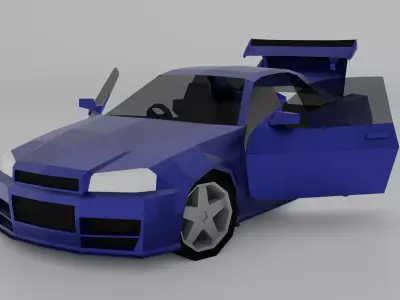 Nissan GTR R34 low poly  Free low-poly 3D model