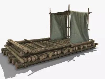 Wooden Raft 2 Low-poly 3D model