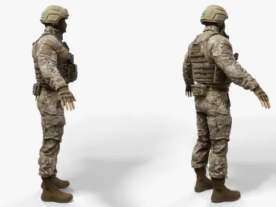 Modern US Soldier Low-poly 3D model get