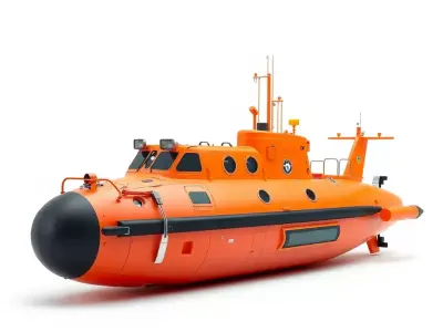 Bright Orange Submarine model pack Low-poly 3D model