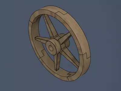 Wooden spoked wheel Free low-poly 3D model