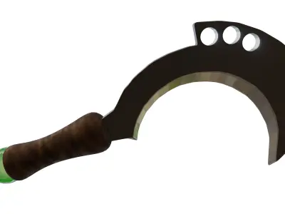 Curved Cerulit Sword 3D Model with Green Jade 3D model