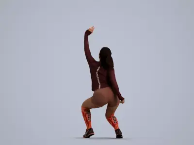 00567Nicole010 - Adult Caucasian woman crouching during 3D model