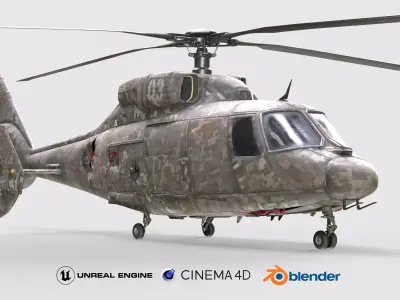Military Helicopter Low-poly 3D model by Hiroshi-Tanaka