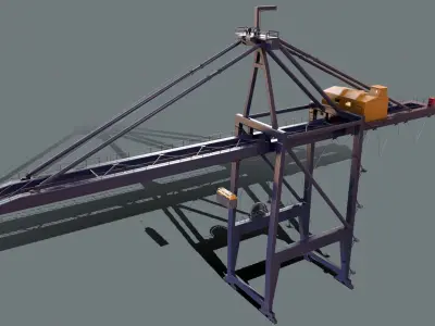 PBR Quayside Container Crane Version 1 - Blue Dark Low-poly 3D model