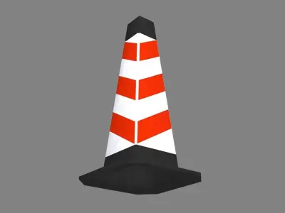 Traffic cone Low-poly 3D model 44