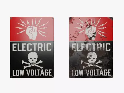 Vintage electric danger sign 3D model