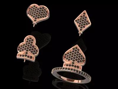  Fashion Poker Card Ring With Brilliants 3D Print Model 3D print model