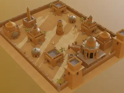 Desert Fortress Complex 3D model