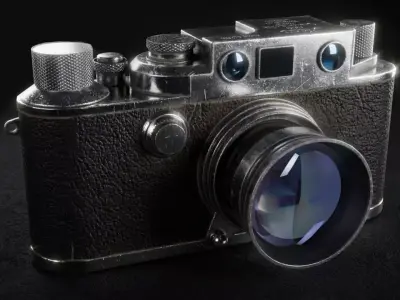 Vintage 35mm Rangefinder Camera - High Detail PBR Low-poly 3D model