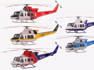 Bundle 5x Bell 412 Low-poly 3D model