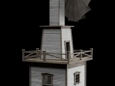 WILD WEST WESTERN WINDMILL WIND MILL TURBINE COLLECTION Low-poly 3D model