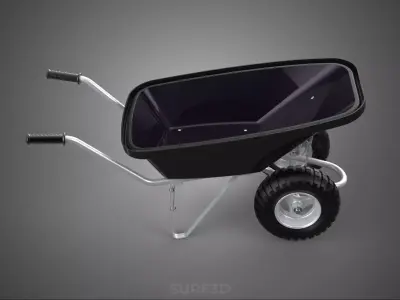 BLACK TUB WHEELBARROW TUBULAR FRAME HANDLES METAL CART TROLLEY 2 3D model