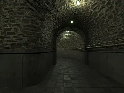 Low poly Underground Tunnel corridor 02 Low-poly 3D model