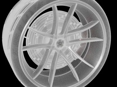 5 Spoke Sports Racing Car Tire and Wheel Free low-poly 3D model