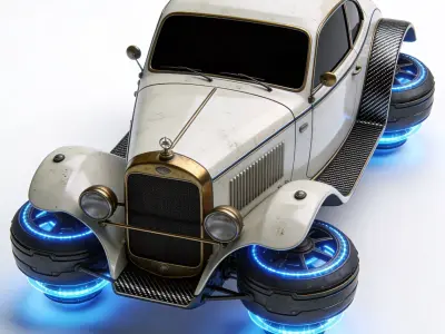 Sci-Fi Hover Brass Era Car 3D Model Low-poly 3D model