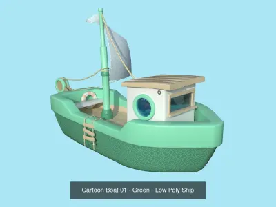 10 Cartoon Boat Collection - Low Poly Ships 3D Model Pack