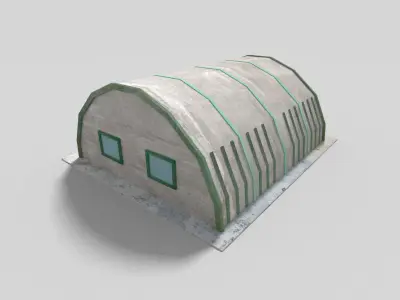 low poly military hangar Low-poly 3D model