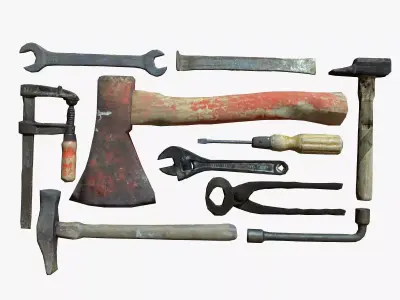 tools hammer wrench clamp Low-poly 3D model