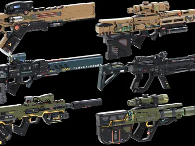 Sci-Fi Rifles Set Kitbash  3D model