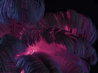 Natural Ostrich Feather Modern Chandelier 3D model