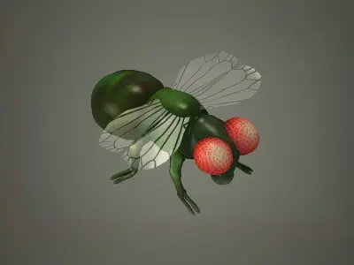 cartoon fly fly beetle insect character 3D model