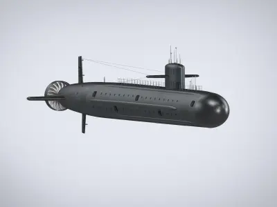 Nuclear powered military submarine Low-poly 3D model