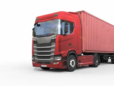 Truck and trailer generic Low-poly 3D model