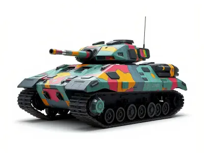 Colorful Camouflage Tank model pack for realistic simulation Low-poly 3D model