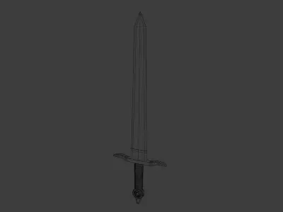 Realistic  Sword - Steel and Gold Low-poly 3D model