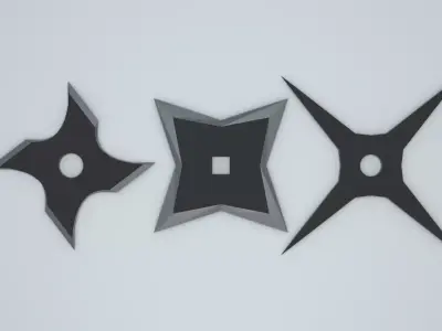 Low poly throwing star shurikens Low-poly 3D model