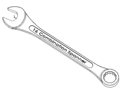 Metric Combination Spanner 16 mm 3D model