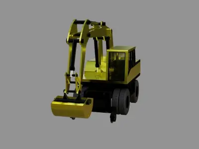 Railroad excavator Low-poly 3D model
