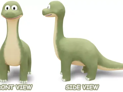 Cartoon Style Brachiosaurus Low-poly 3D model