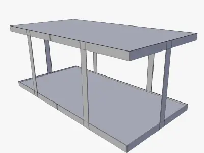 Industrial Square Table Long 3D model