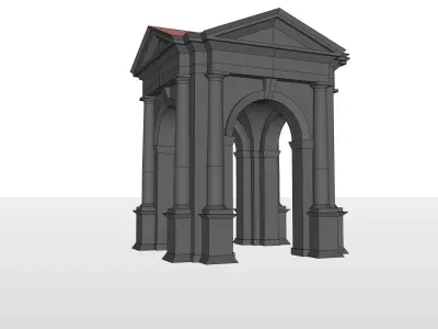 Arched portico in the mas  Doric order with 3 4 columns Low-poly 3D model