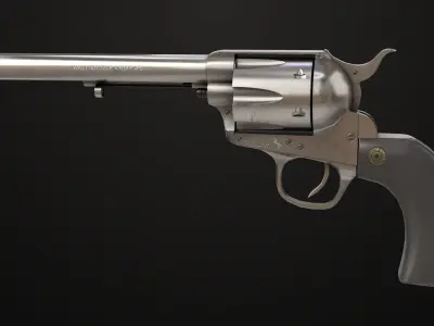 Revolver 03 Model Colt Silver All PBR Unity UE Textures Low-poly 3D model