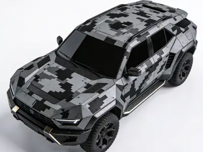 Realistic Sci-Fi Urban Camo SUV Low-poly 3D model