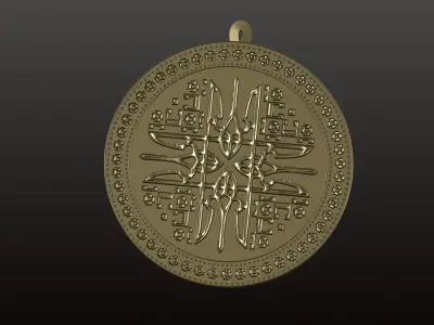 3D Model Ukrainian Medallion with Trident for CNC and 3D Printer 3D print model