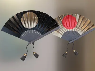 Japanese War Fan Prop PBR Low-poly 3D model