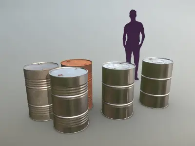 Cargo Iron Barrels 200L Steel Low-poly 3D model
