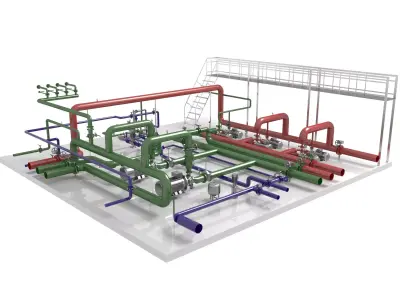 Industrial boiler room 3D model by 3d-apxumekmop