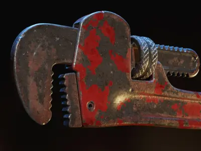 Old Pipe Wrench Low-poly 3D model