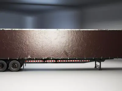 Used Aged Semi Truck Sleeper Cab with Curtain Trailer 3D model