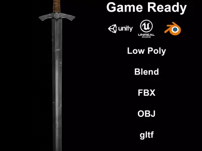 Templar Knight Sword Free low-poly 3D model