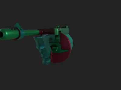 Low Poly Tommy Gun Game Ready Low-poly 3D model