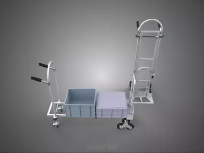 CONVERTIBLE HAND TRUCK STEEL CRATE STAIR CLIMBING CLIMBER CLIMB 3D model