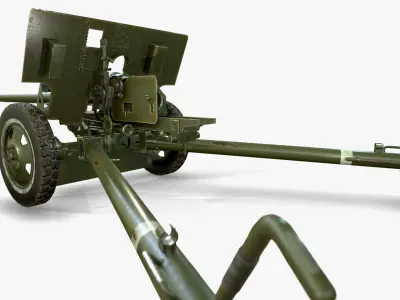 ZiS 3 soviet anti-tank gun Low-poly 3D model