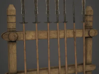 Spear Rack Low-poly 3D model