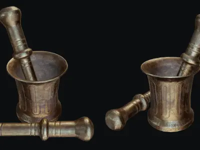 Copper Mortar Low-poly 3D model